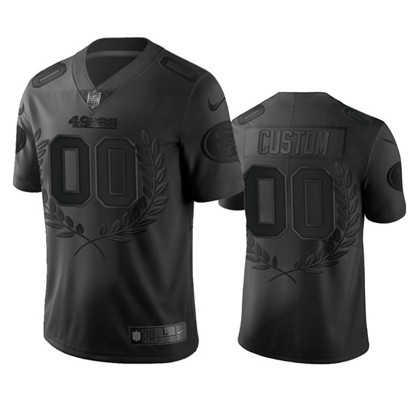 Men's San Francisco 49ers Customized Black MVP Platinum Stitched Jersey (Check description if you want Women or Youth size)